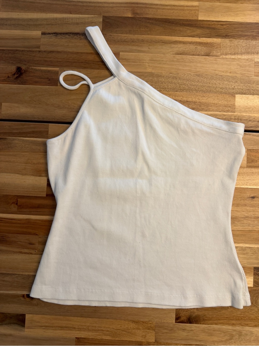 Maeve One-Shoulder Ribbed Tank Top - White